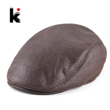 Осенне-зимние береты из искусственной кожи для женщин, двухслойные толстые шапки унисекс с плоским козырьком, мужские повседневные однотонные береты Newsboy Boina