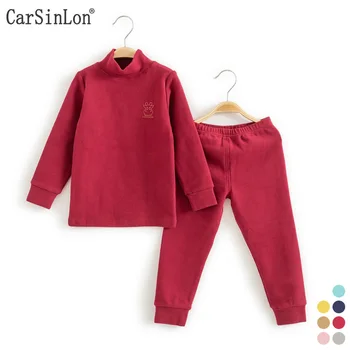

Kids Thermal Underwear Solid Thick Cotton High Collar Children's Warm Suit Clothes Baby Boys Girls Long Johns Pajamas Sets