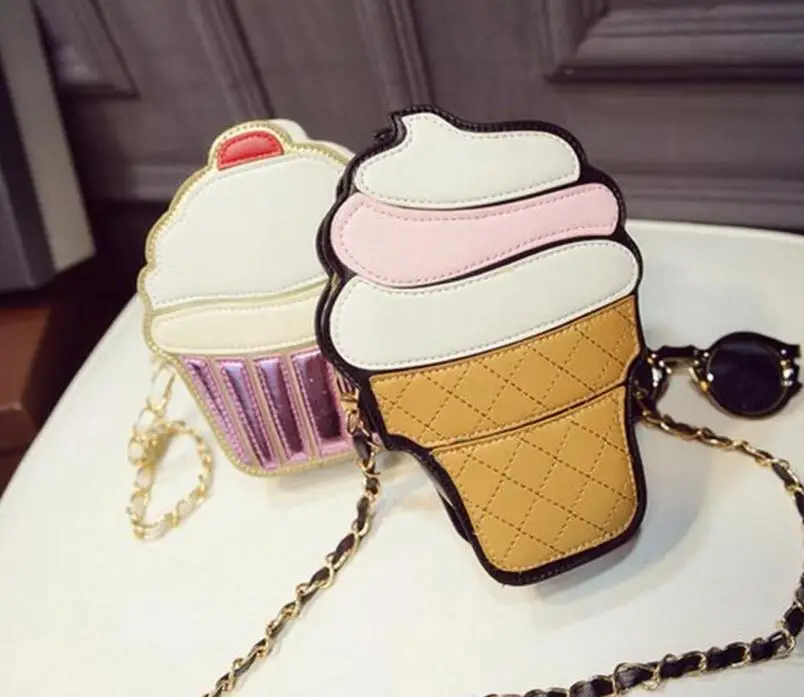 M669  Cute Cartoon Women Bag Ice Cream Cupcake Mini Bags PU Leather Small Chain Clutch Crossbody Girl Shoulder Messenger Bag