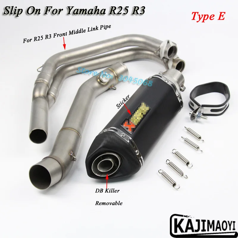 Slip on para Yamaha r25 R3 motocicleta escape modificado carbono Fibra silenciador Sistema completo acero conexión frontal con etiqueta