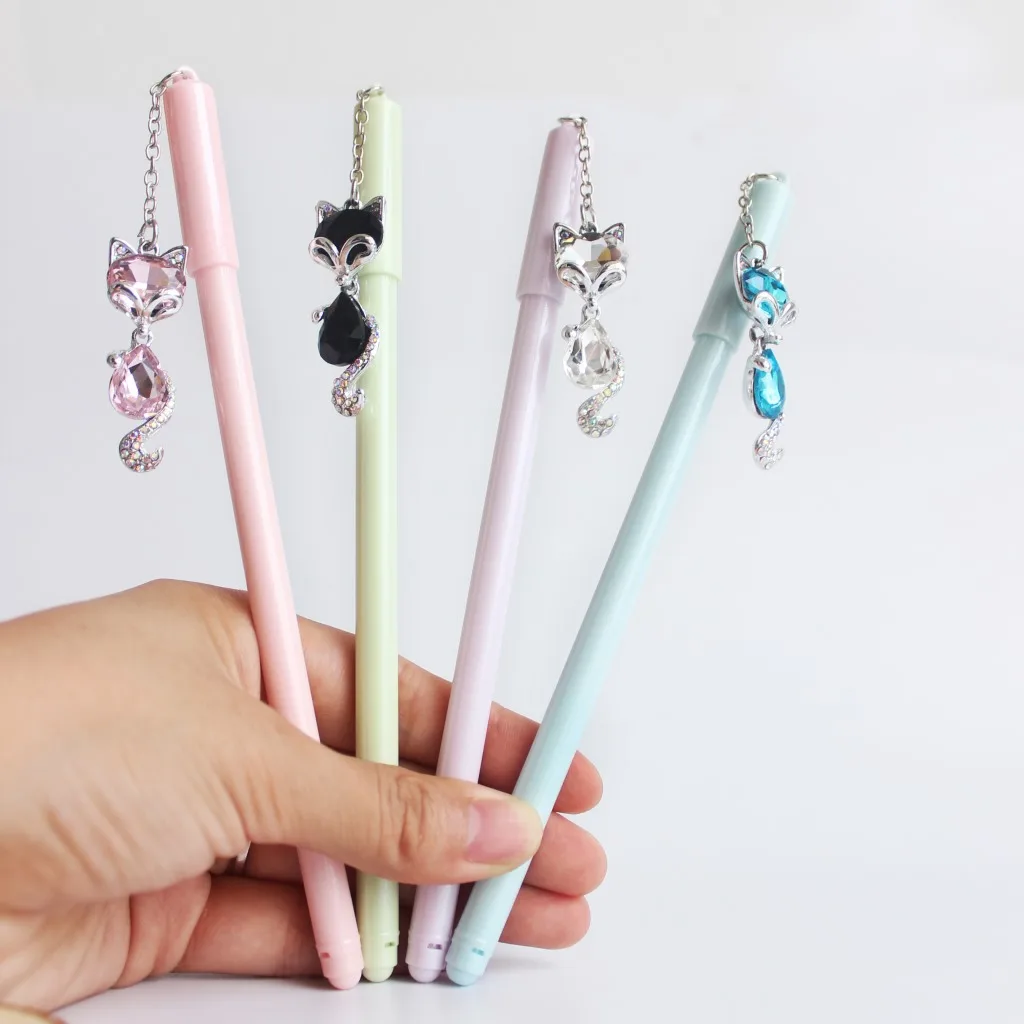 

40pcs Gel Pens Cartoon Pendant cat black colored gel-inkpens for writing Cute stationery office school supplies