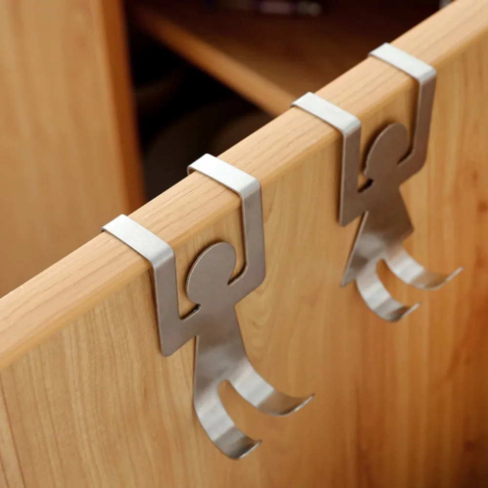 

2Pcs/Set Stainless Steel Cartoon Character Shaped Back Door Hooks Clothes Hat Hook Wall Hanger Clothes Storage Rack Tool