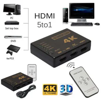 

Mini HDMI Switcher 2160P 5 Port 4K HDMI Switch Selector Splitter With Hub IR Remote For HDTV DVD TV BOX 1080P Digital Cameras