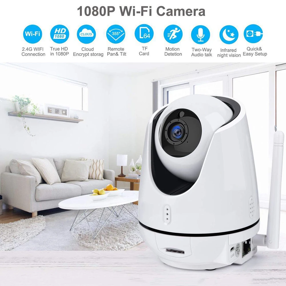 

FREDI 1080P Wireless Home Security IP Camera WiFi 2.0MP Surveillance Camera Two-way Audio Baby Monitor Night Vision CCTV Camera