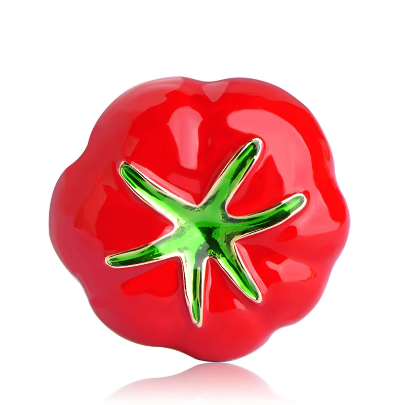 

Blucome Vivid Red Enamel Tomato Brooches For Women Gold-color Pin Fruit Broches Clothes Dress Suit Hat Collar Clips Accessories