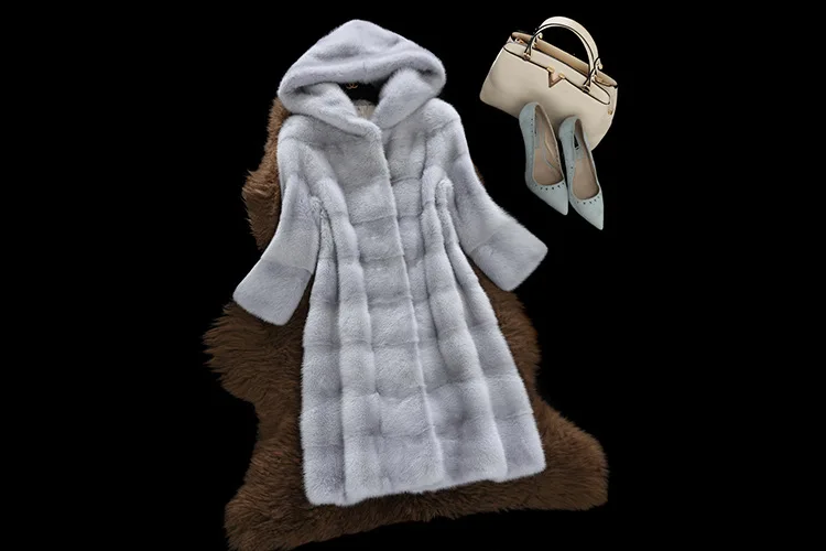 AYUNSUE новое зимнее Норковое меховое пальто Женская длинная куртка с капюшоном из искусственного меха теплое пальто с длинным рукавом Верхняя одежда casaco feminino LX2347