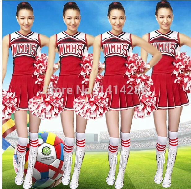 Ladies Football basketball Costume Fancy Dress Up Red Cheerleader