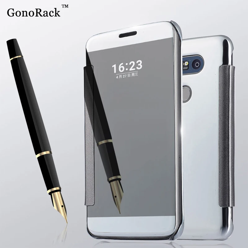 

GonoRack Mirror Surface Mobile Phone Accessories Plating Flip Case for LG G4 G5 V10 Back Cover Cases Fashion Hard Phone Bags