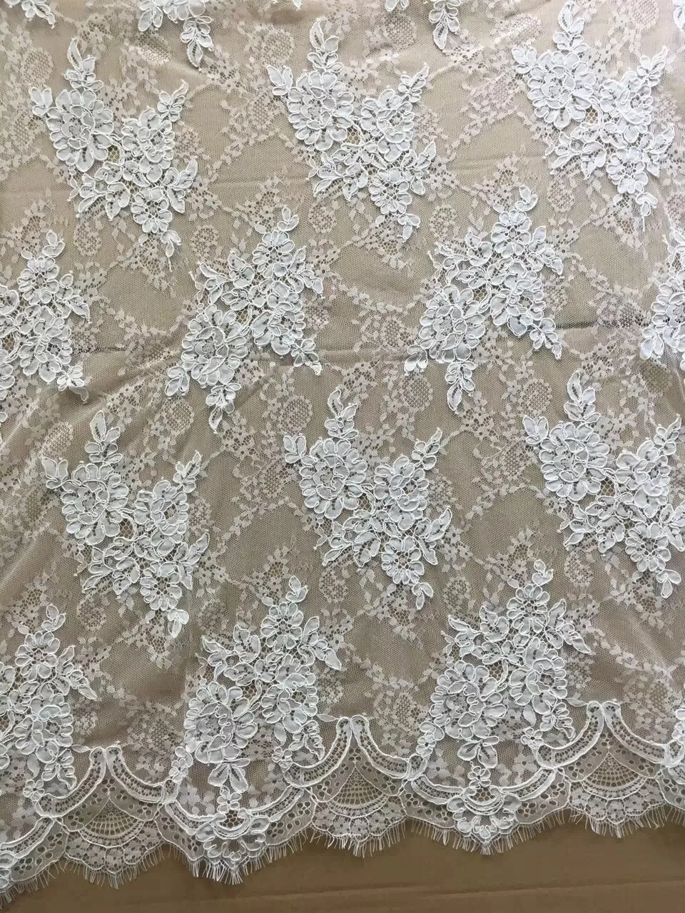 

Wholesale 6 meters/lot high quality handmade cording eyelash french lace fabric 2017 NEW wedding lace long dress making lace NEW