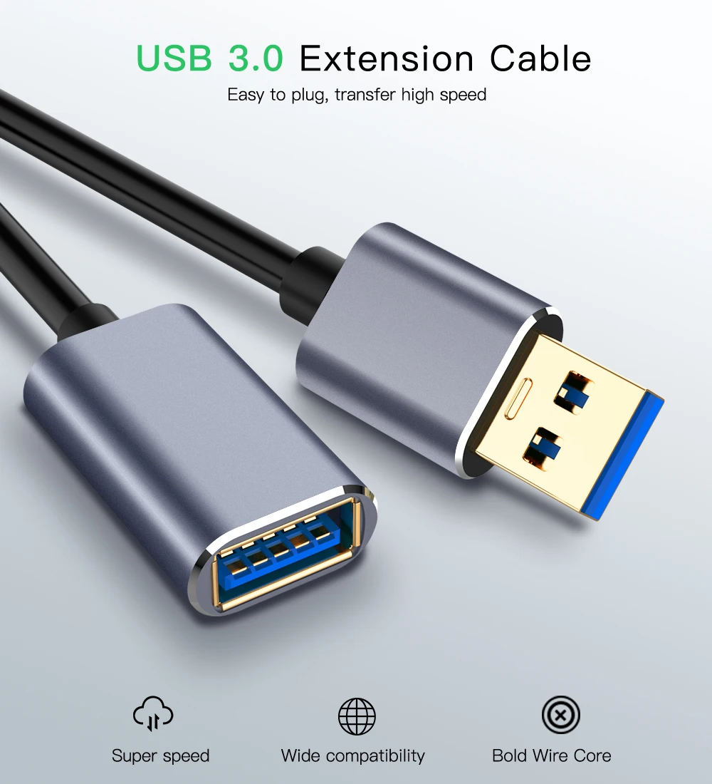 USB 3,0 кабель USB3.0 удлинитель для мужчин и женщин кабель для передачи данных USB для ПК клавиатура принтер камера мышь игровой контроллер