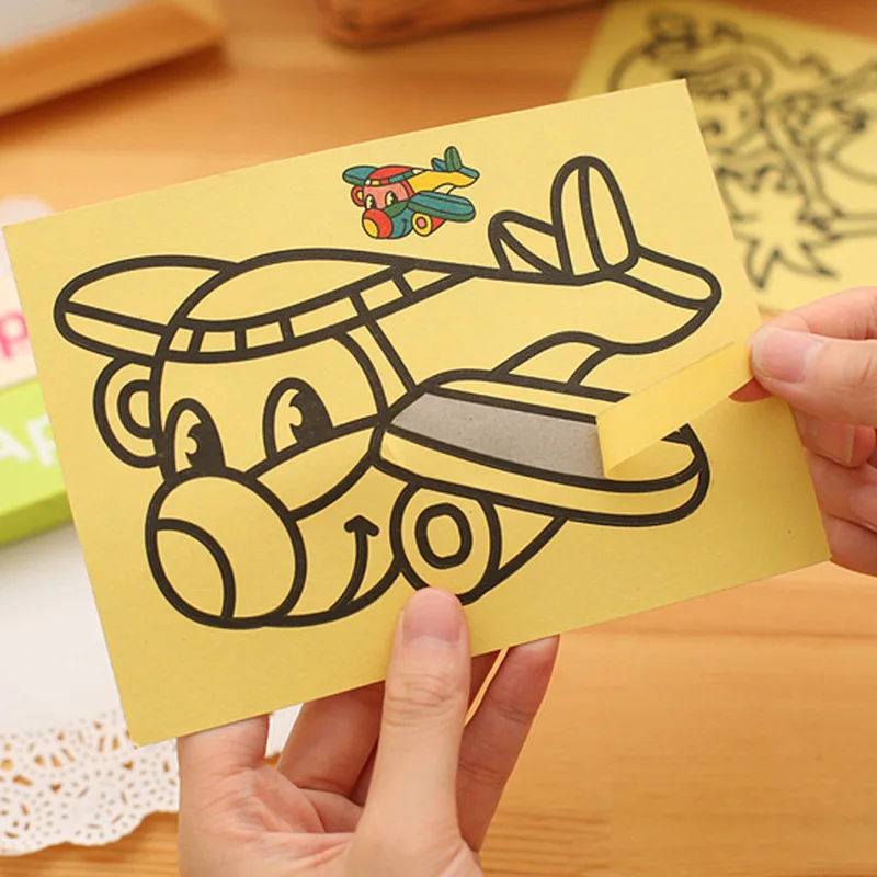 10 шт. детские игрушки для рисования картины из песка Детские Поделки обучающая игрушка для мальчиков и девочек наклейка для расписания мультяшный узор