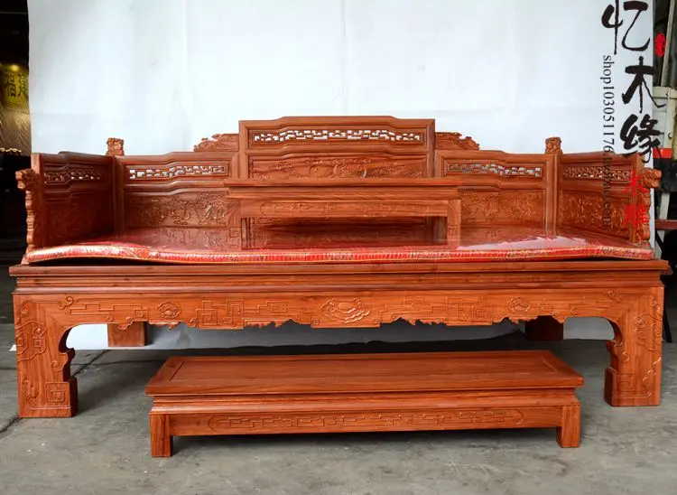 Dongyang rosewood arhat bed solid wood furniture rosewood sofa bed Chinese antique Ming and Qing lion Luo Hanchuang