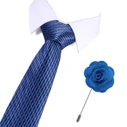 Шеи галстуки для Свадьба Тощий Dot Tie & Pin комплект Для мужчин однотонные красные классические Тонкий Жених голубой цвет 7,5 см модные Для