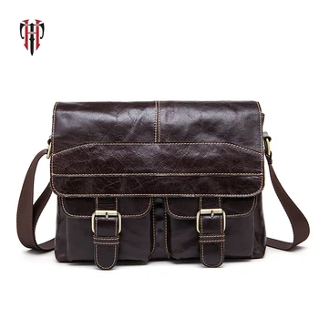 

TIANHOO cow leather locomotive young man shoulder bags & crossbody men bag travel out bags water proof briefcase laptop bags