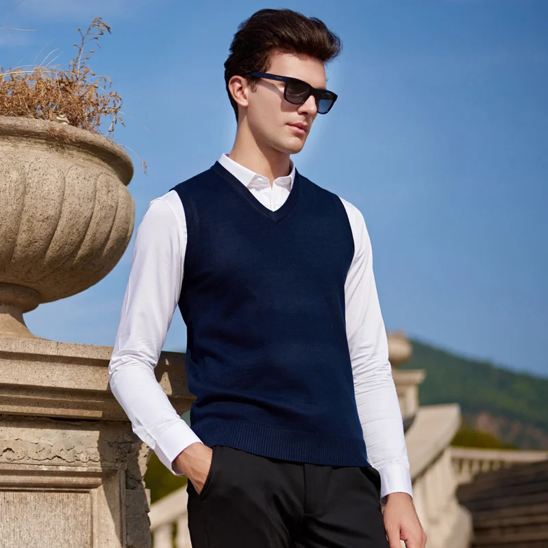 

Men Soft Sweater Knitted Vest Warm Wool V Neck Sleeveless Pullover Tops Sweaters
