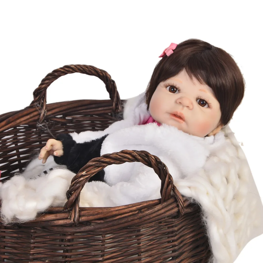 Горячая Распродажа 23 дюймов Reborn Baby Doll полное Силиконовое боди Реалистичная Мода baby Reborn Boneca Кукла Косплей панда Рождественский подарок для