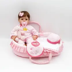 Роскошная спальная корзина Reborn Baby Toy куклы 17 "41 см мягкий силиконовый винил Reborn baby girl куклы bebes reborn bonecas Play House