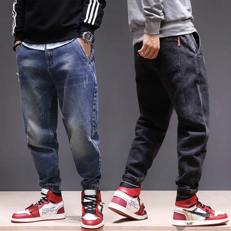 Japanese Style Fashion Men Jeans Loose Spliced Cargo Pants Harem Trousers Big Size 28-44 Slack Bottom Hip Hop Joggers Jeans Men Japanese Style Fashion Men Jeans Loose Spliced Cargo Pants Harem Trousers Big Size 28-44 Slack Bottom Hip Hop Joggers Jeans Men