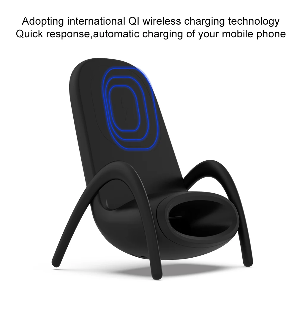 Ascromy Chair Wireless Charger Stand Holder for iPhone 8 X XS Max XR Samsung Galaxy S9 Plus S8 Phone QI Fast induction Charging Accessories (4)