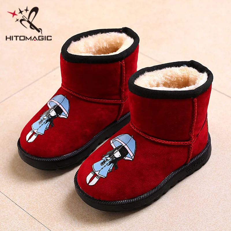 

HITOMAGIC Girls Snow Boots Kids Felt Children Boots Girls Shoes Brand Kids Girl Winter Warm Snowshoes Ankle Plush Princess Red