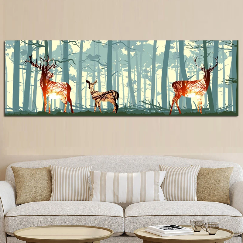 80x170cm Abstract Deer Forest Bird Nordic Natural Poster And Print