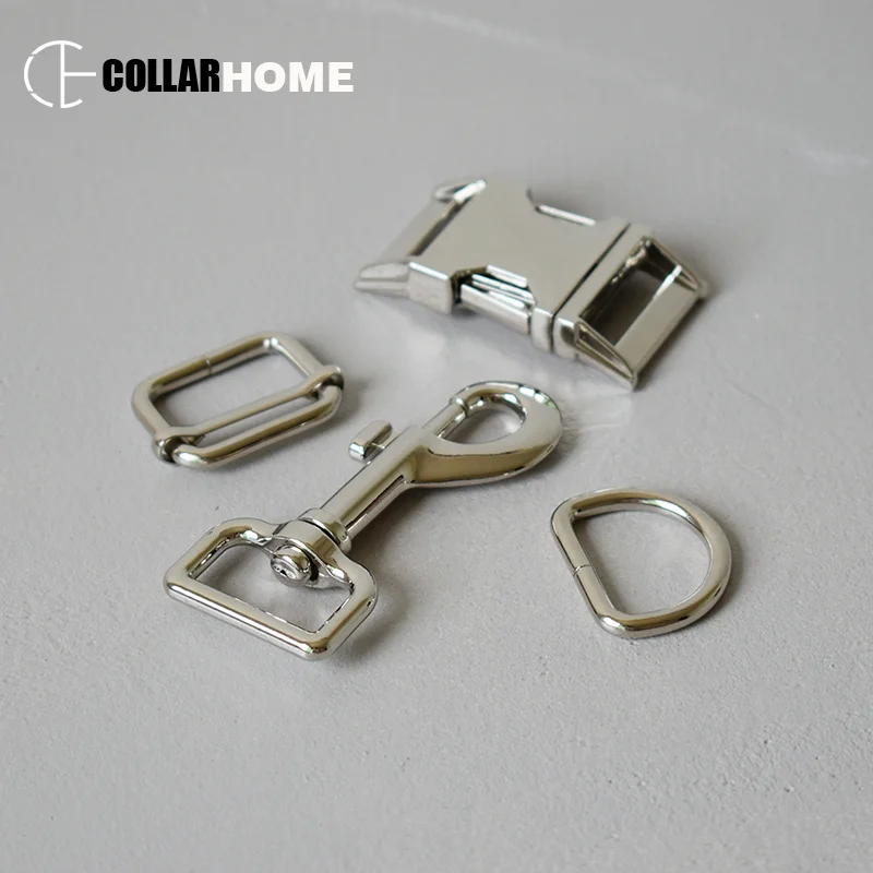 

50 sets Heavy metal adjusters fastener buckle D rings 25mm webbing DIY bag dog collar leash garment paracord accessories sliders
