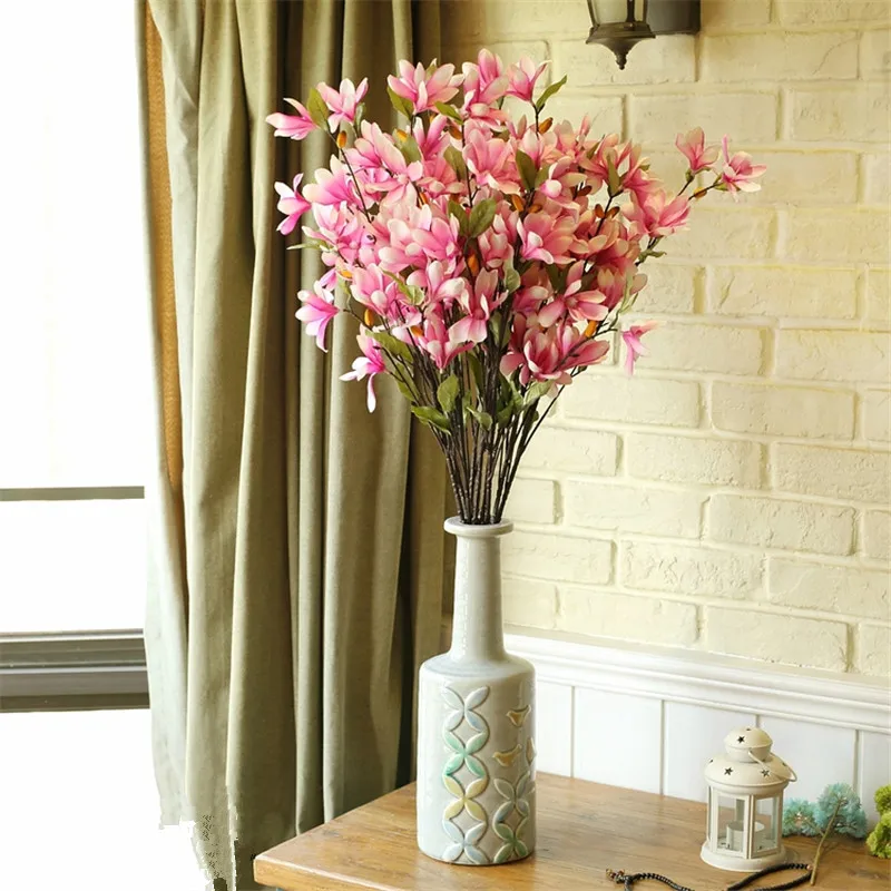 Искусственные цветы для декора Украшение для дома цветочный весенний длинный филиал цветок магнолии Европейский выс