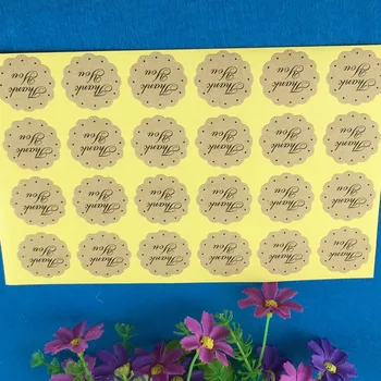 

1200PCS/Lot circular kraft colour Printed above'Thank You'and lace Sticker Labels Adhesive Stickers DIY For Box/gift/envelope