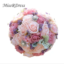 MissRDress Букеты Свадебные Винтаж розовые свадебные цветами в руках Искусственный шелк свадебный букет из роз для свадебных аксессуаров JK209