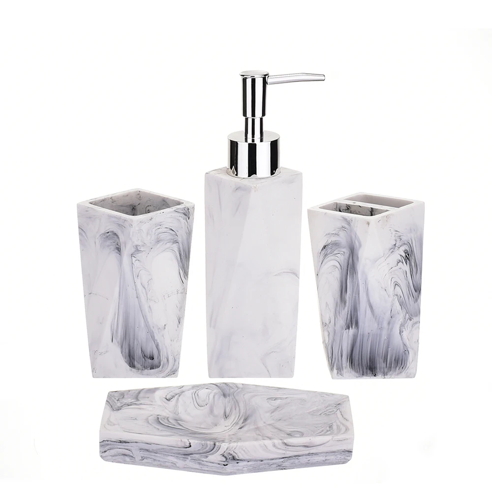 

Marble Style Resin Diamond Ceramics Bath and Shower Accessories Ensemble S 4pcs