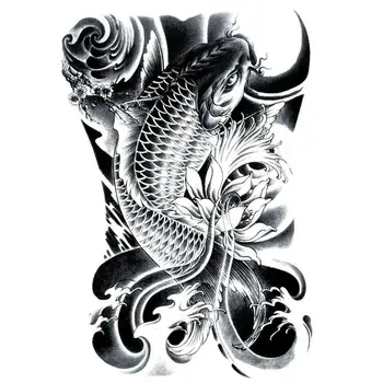 

1pcs Hot Selling Fashion Temporary Tattoo Sticker Domineering Carp Pattern Tattoo Flower Arm Waterproof Non-toxic Body Sticker