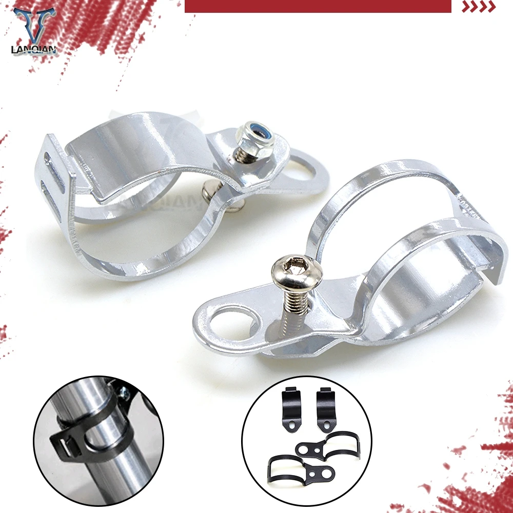 ANGGREK Motorrad Blinker Halterung - 2 Stück Für 30-45mm Gabeln In SILBER