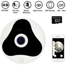 DAYTECH Wireless IP Camera WiFi HD 960P Home Security Camera 360 degree Panoramic Camera for Baby Monitor/Shop 32G Card VR02