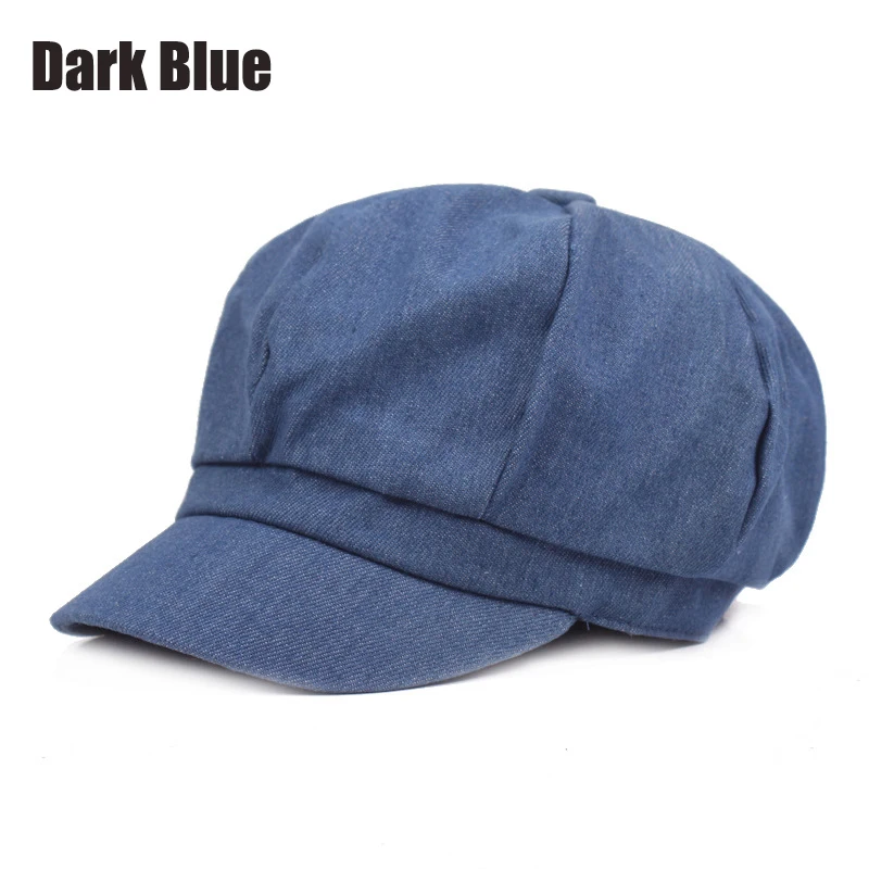 Dark Blue RoxCober женские весенне-летние одноцветные береты простая модная восьмиугольная шляпа художника, шапка разных цветов, дикие козырьки, кепка газетчика - Цвет: Dark Blue