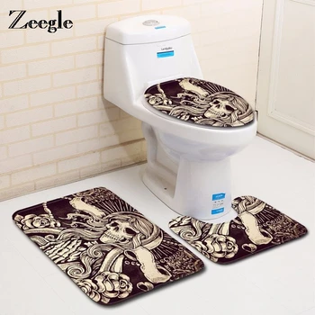 

Zeegle 3pcs Bathroom Carpet Set Non-Slip Bathroom Floor Mats Microfiber Bath Mat Set Washable Toilet Mat Set Bathroom Rug