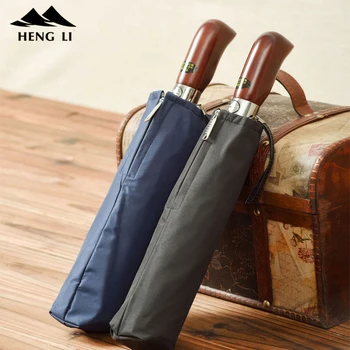 

2017 New style Double layer Large Honorable Automatic Umbrella Men Creative Solid Wood Handle Business Fashion Umbrella Women