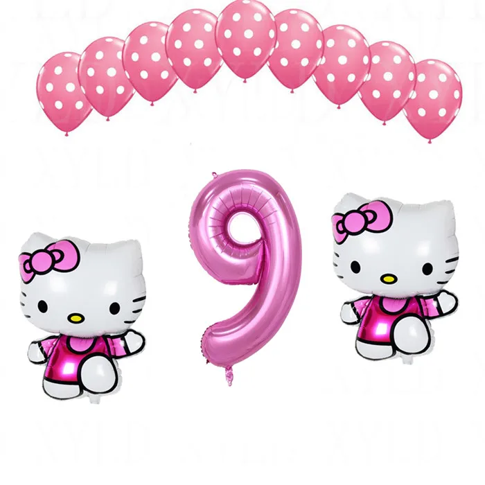 1 комплект, воздушный шар hello kitty с цифрами 40 дюймов, латексные шары в розовый горошек для девочек 1, 2, 3, 5 лет, декор для дня рождения, Детские шары - Цвет: Бургундия