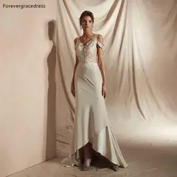 Forevergracedress реальные изображения аппликационные Свадебные платья 2019 г. пикантная Высокая Низкая Формальные Свадебные платья Плюс Размеры