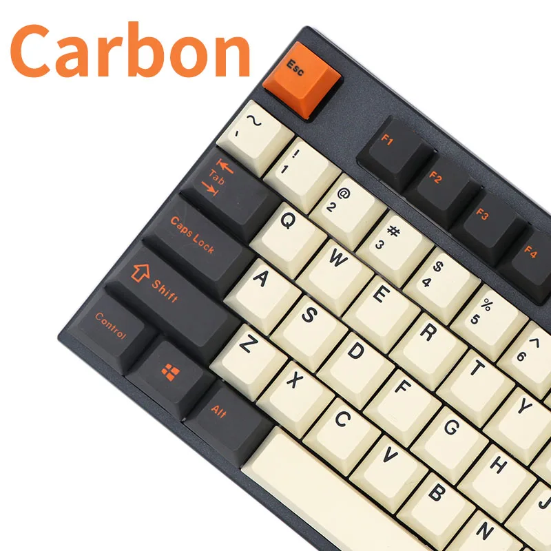 BGKP Углеродные Doubleshot PBT Keycaps с верхней боковой печатью 108Key 87Key 61Key для Cherry MX