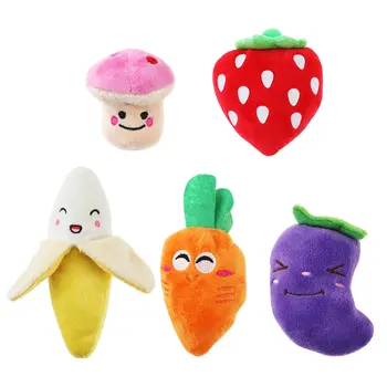 

5pcs Squeaky Dog Toys For Small Pet Fruits And Vegetables Plush Puppy Dog Toys Peluche Jouet Chien Dog Chew Fruit Cat Toys