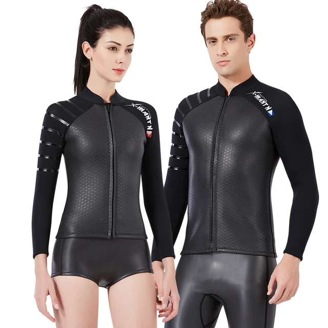 shark skin diving suit, men's 3mm split diving jacket, women's surfing