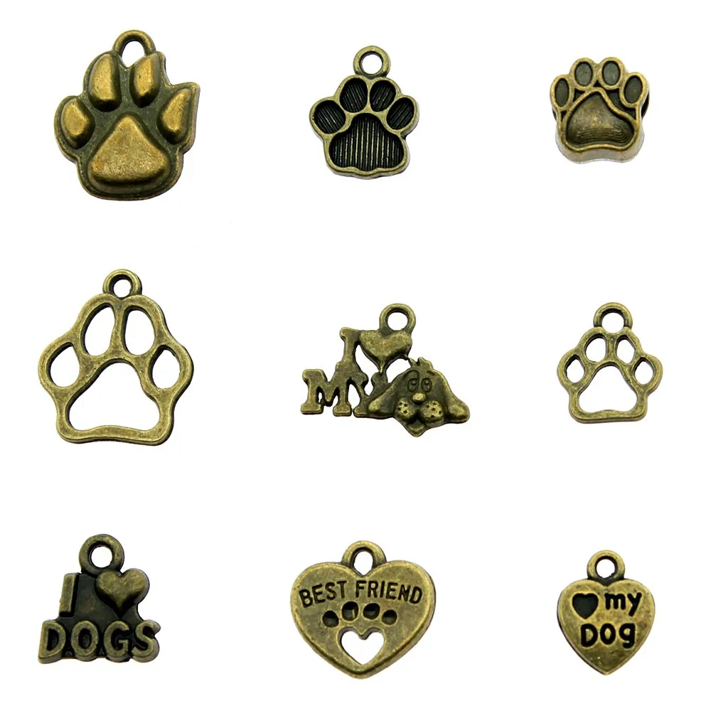 

15pcs/lot Charms Paw Antique Bronze Color Paw Charms Jewelry Findings Dog Paw Charms Wholesale