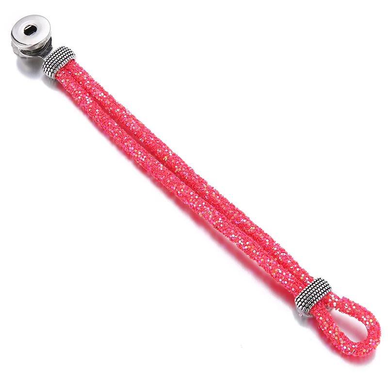 New Fashion Trendy Fluorescent color Sequin Shinning Snap bracelets fit 18MM snap buttons fashion bracelet
