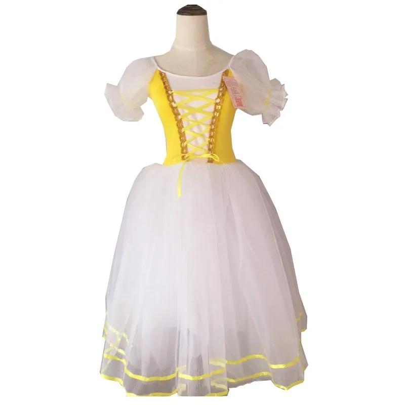 Новая романтическая пачка балетные костюмы Жизель девушки ребенок вельветовое длинное Тюлевое платье скейт балерина платье с пышными рукавами хор платье - Цвет: Yellow