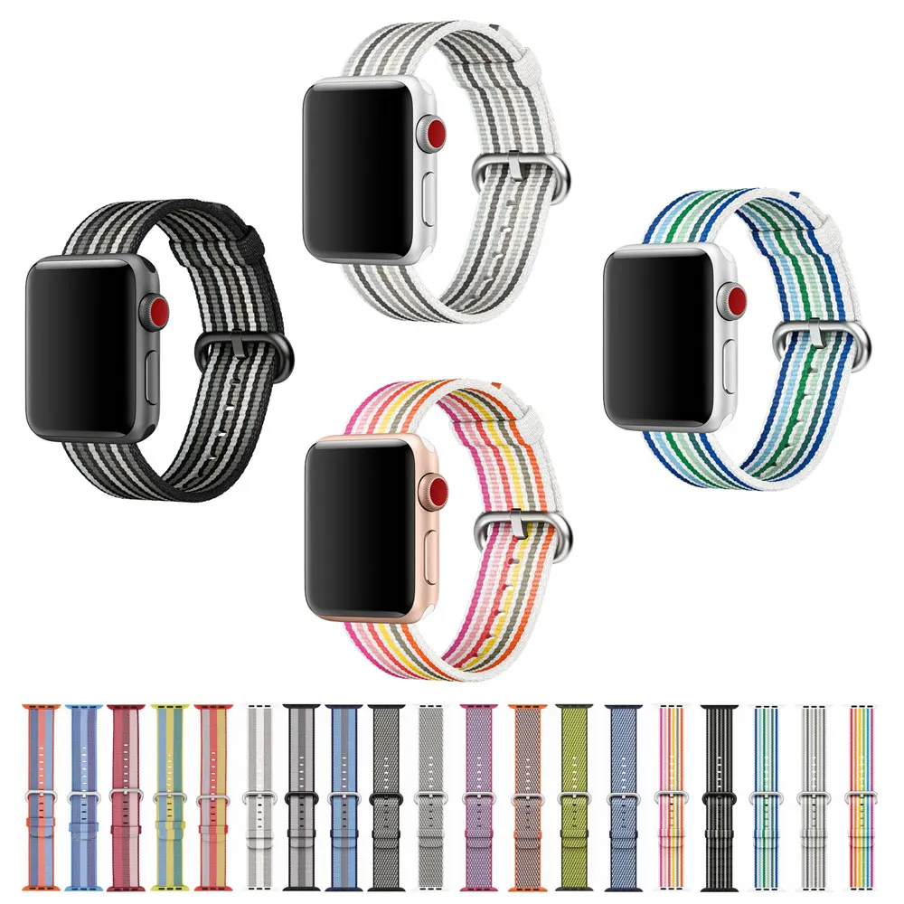 2017 Новый цветной тканый нейлоновый ремешок для часов Apple Watch тканевый на запястье