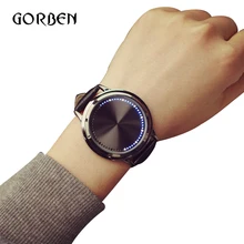 2017 Fashion Casual Mens Watches Leather Touch screen LED Women’s Sports watches Mens Bracelet watches gift relogio masculino