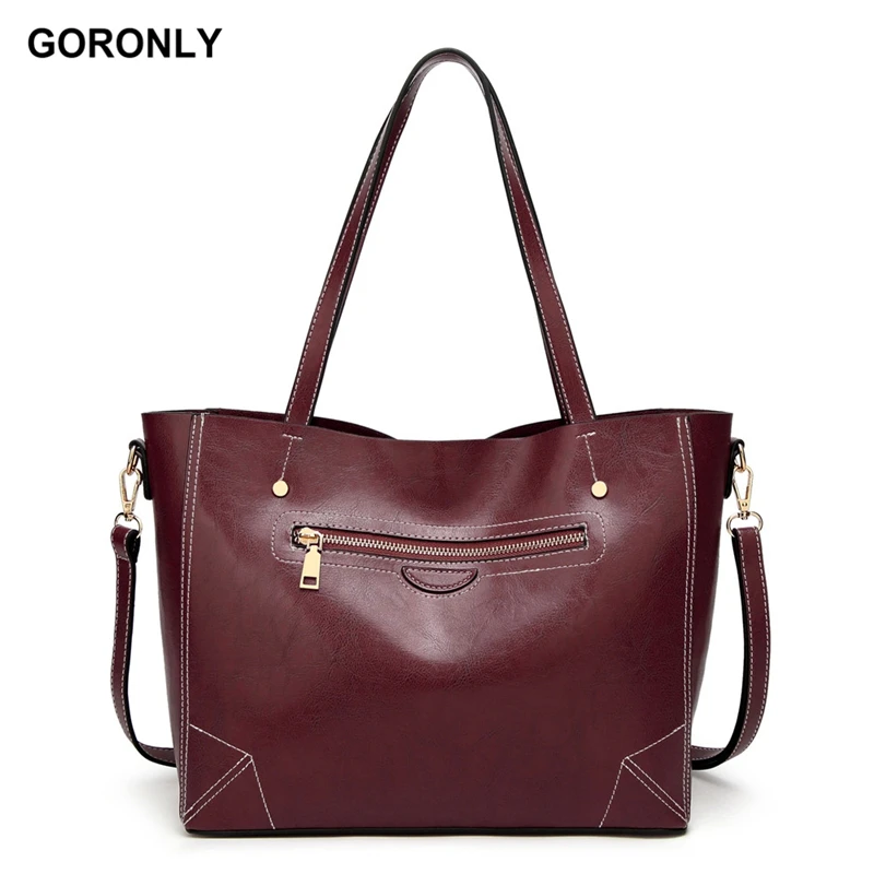 

GORONLY Brand New Leather Tote Bag Women Designer Handbags Large Casual Shoulder Bags Fashion Ladies Purses Messenger Bag Bolsas