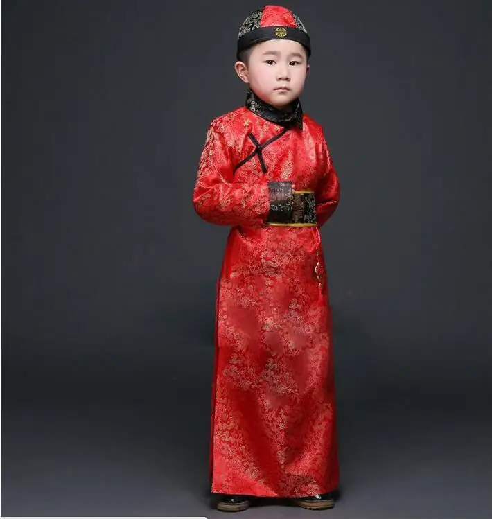 Hanfu платье Древний китайский традиционный костюм Для мужчин для детей мальчиков Hanfu Косплэй детская одежда династии Тан Дети танец