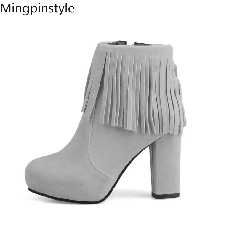 

Mingpinstyle 2018 Women Boots Increase Flock Fashion Non-slip Occident Style Autumn Winter New Large Code Eur 35-43 Women Shoes