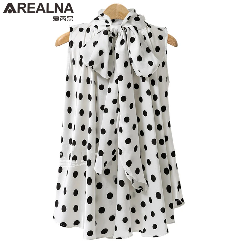 French Style Polka Dot Chiffon Shirt Short Sleeve Top
